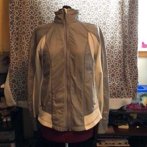 Silver and white zip-up